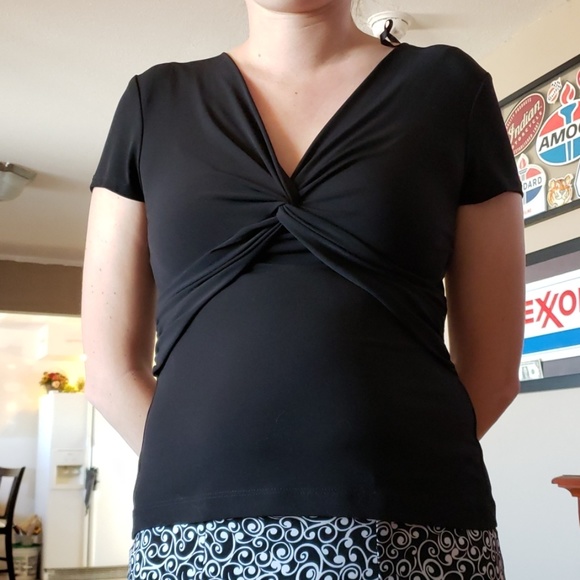 connected apparel Tops - Black tie front blouse